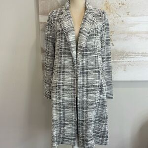 NWT SZ SMALL MelloDay soft knit tweed  oversized long blazer large plaid